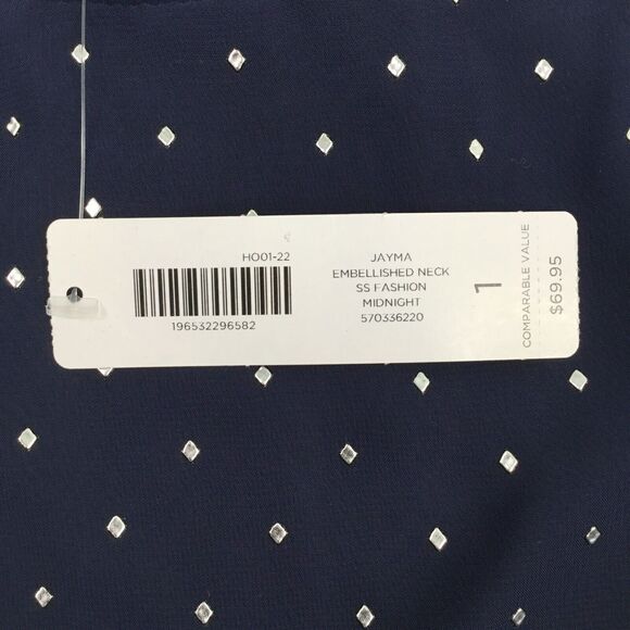 Chico's Jayma Kimono Layered Top sz 1 Small Rhinestones Asymmetric Hem Blue NEW - Picture 12 of 16